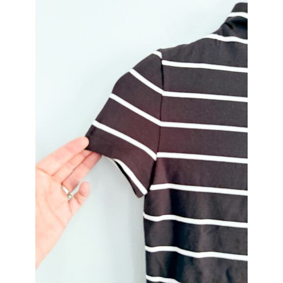 Madewell | NWT | Short-Sleeve Mockneck Tee in Stripe in Dark Carob | Sz XXS - Picture 4 of 9